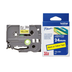 Brother TZe-651 24mm Black on Yellow TZe tape for P-touch Label Printers