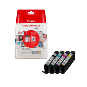 Canon PGI-481BK CLI-481 CMYK Genuine Ink & Photo Value Pack | 4 Ink Cartridges + 50 Sheets 4x6 Photo Paper