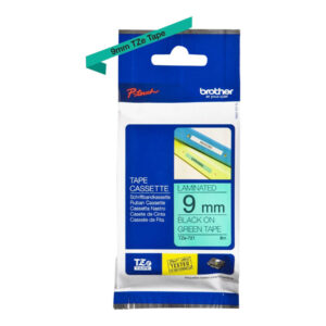 Brother TZe-721 9mm Black on Green TZe tape for P-touch Label Printers