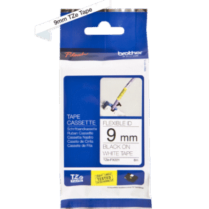 Brother TZe-FX221 9mm Black on White Flexible TZe tape for P-touch Label Printers