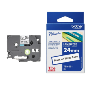 Brother TZe-251 24mm Black on white TZe tape for P-touch Label Printers