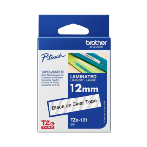 Brother TZe-131 12mm Black on Clear TZe tape for P-touch Label Printers