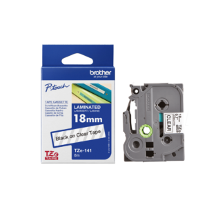 Brother TZe-141 18mm Black on Clear TZe tape for P-touch Label Printers