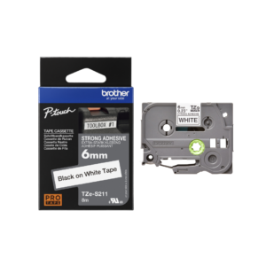 Brother Strong Adhesive TZe-S211 6mm Black on white Labeling Tape
