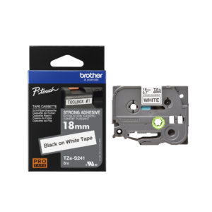Brother TZe-S241 18mm Black on white Strong TZe tape for P-touch Label Printers