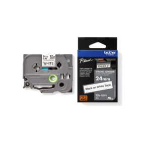 Brother TZe-S251 24mm Black on White Strong Adhesive Label Tape – 24mm x 8m | Genuine Brother TZe-S251